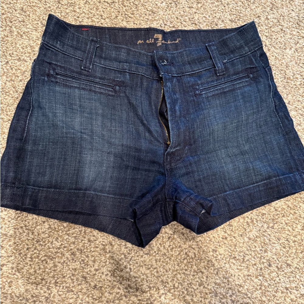 7 For All Mankind Women's Blue Denim Shorts, Excellent Condition